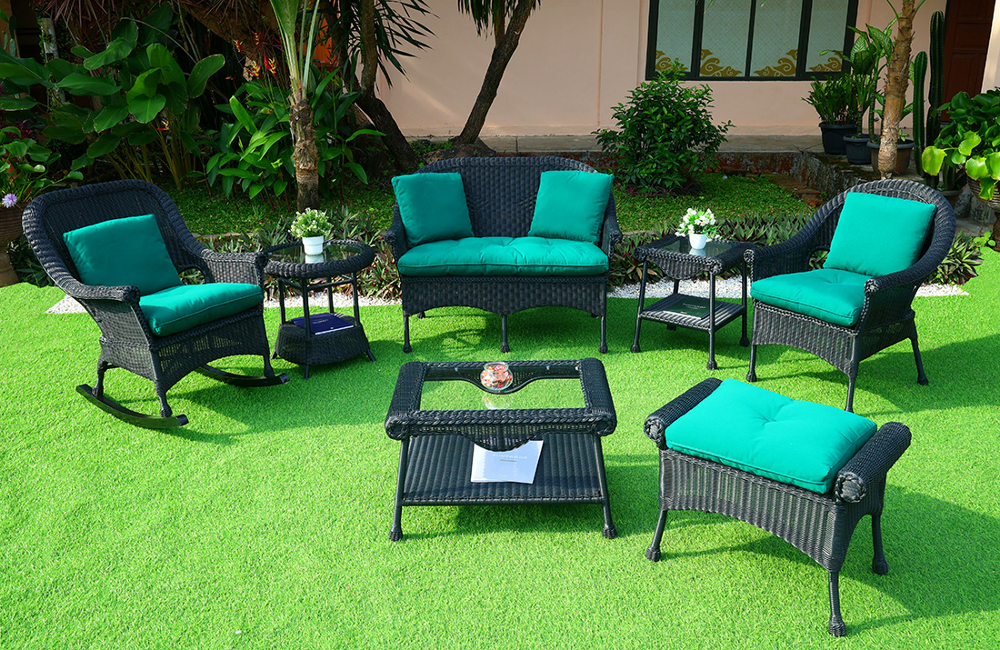 Premium Indonesian 7 mm Thicker Resin Wicker Patio Furniture, Black Cape May w/Seat & Back Cushions